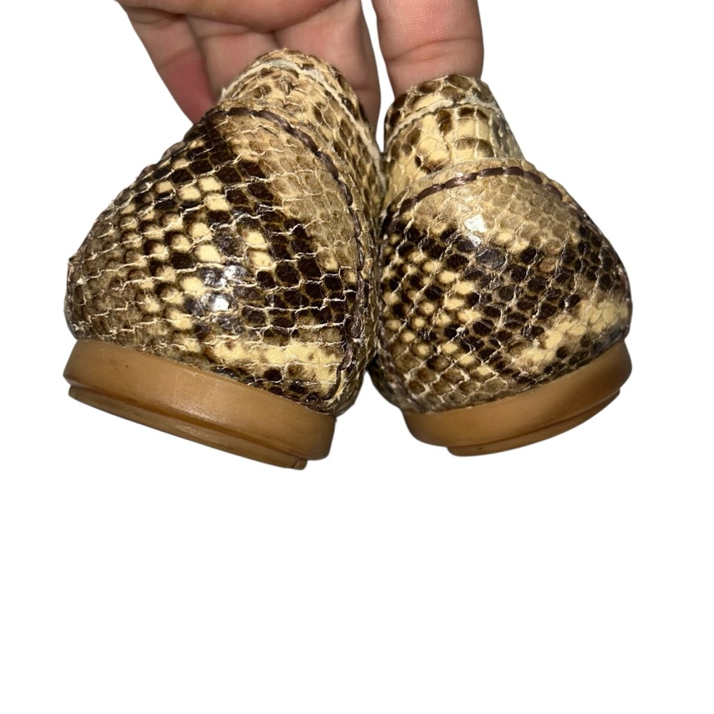 Stuart Weitzman Cream Brown Python Snakeskin Tass… - image 5